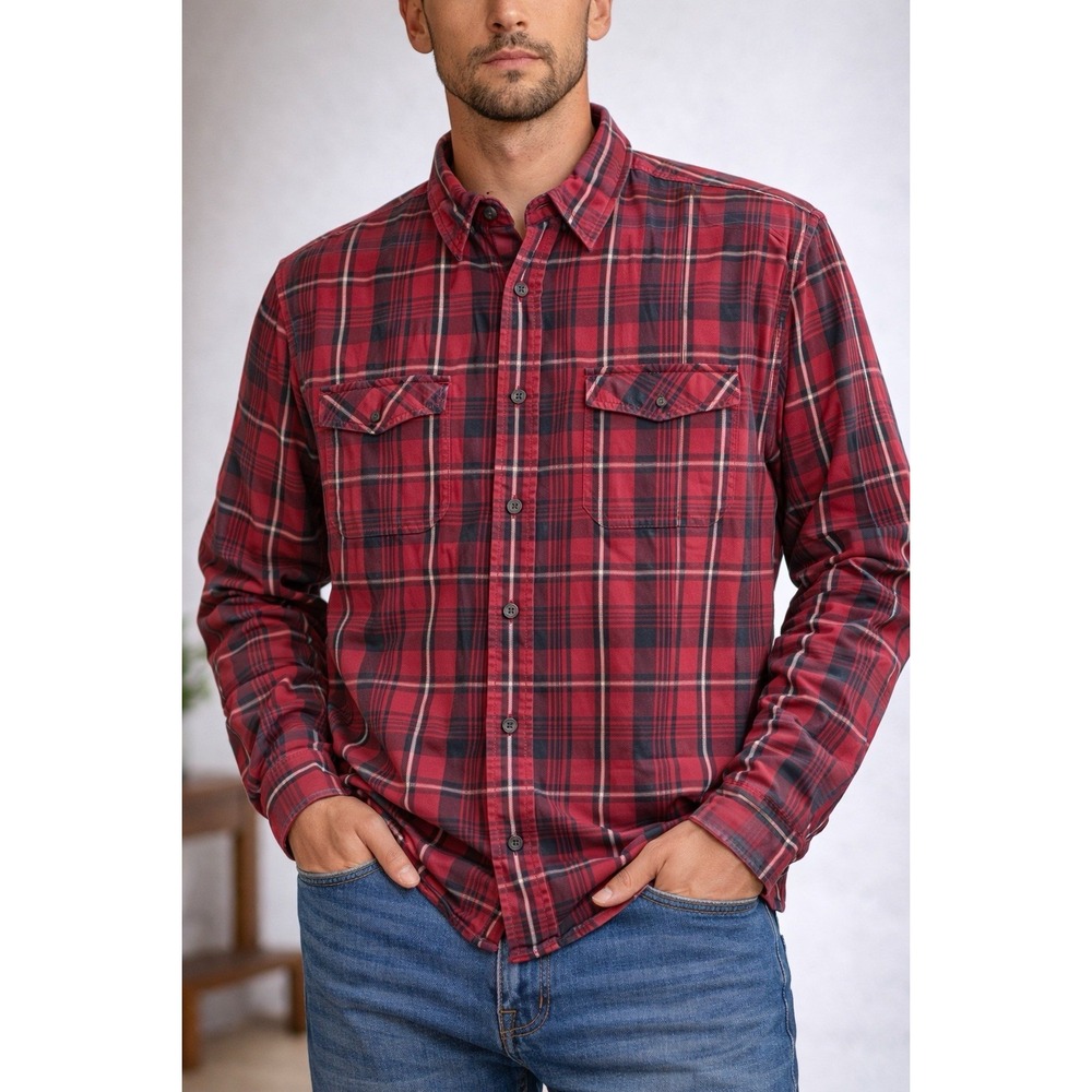 Genuine G.H. Bass & Co.‎ Red Plaid Flannel Button Down Shirt XXXL